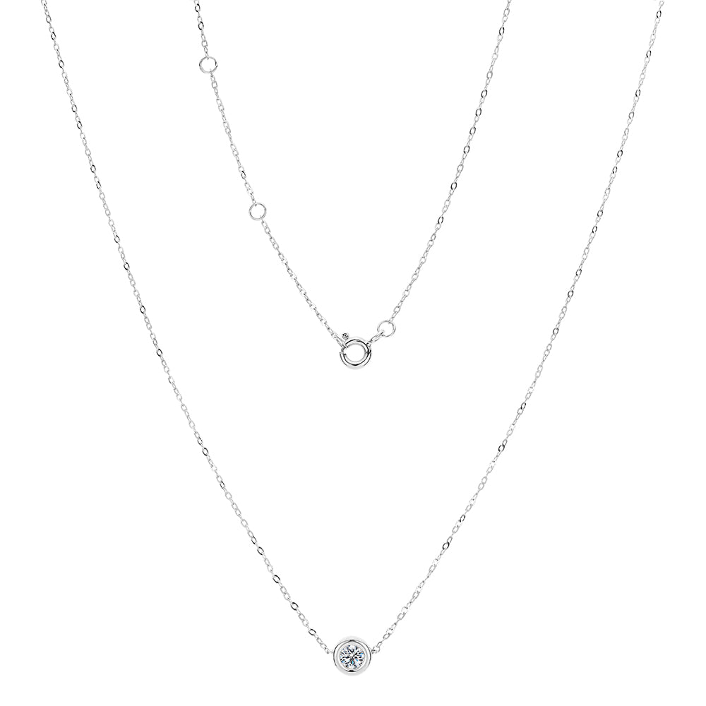 Premium Lab-Grown Diamond, 0.25 carat round brilliant solitaire necklace in 10 carat white gold