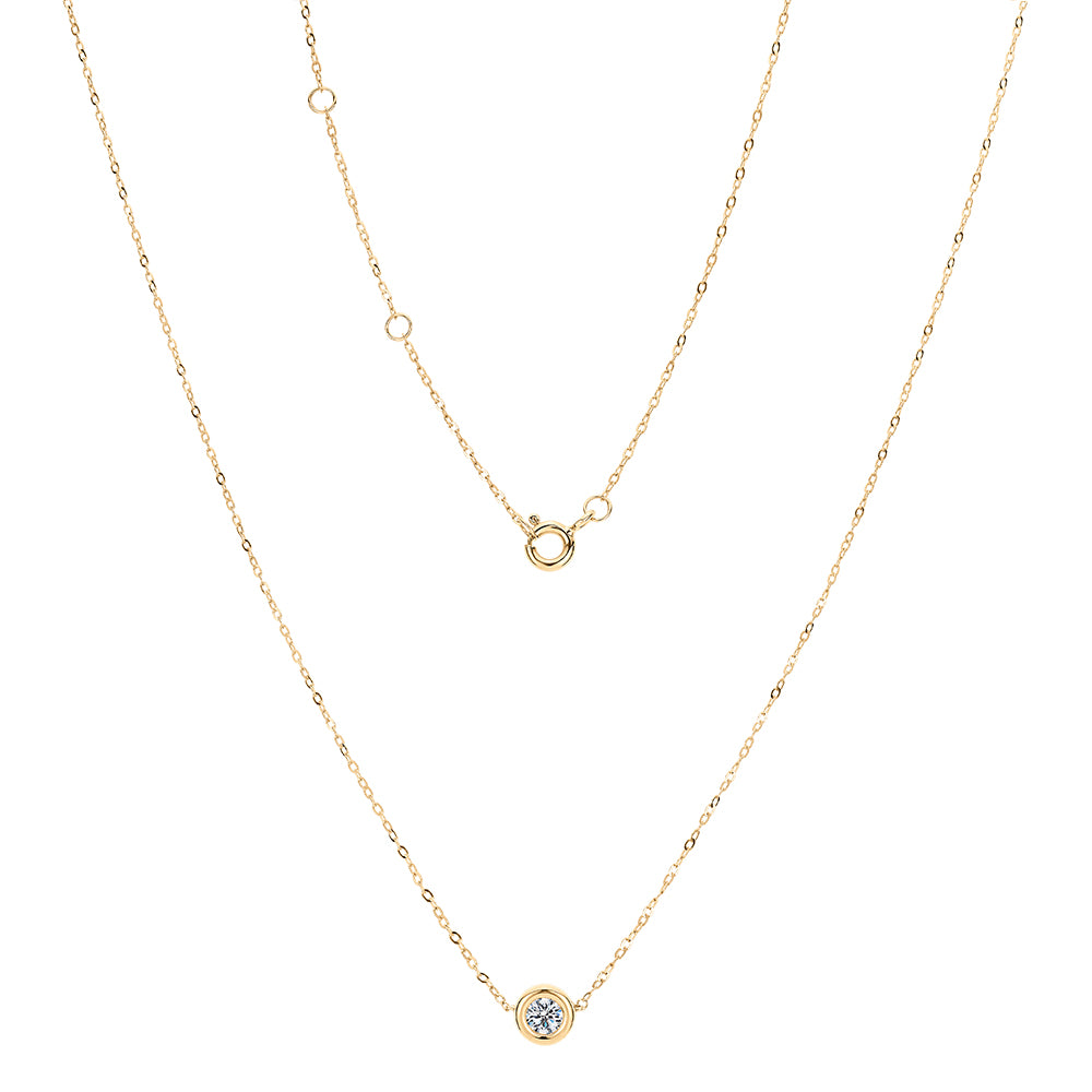 Premium Lab-Grown Diamond, 0.25 carat round brilliant solitaire necklace in 10 carat yellow gold