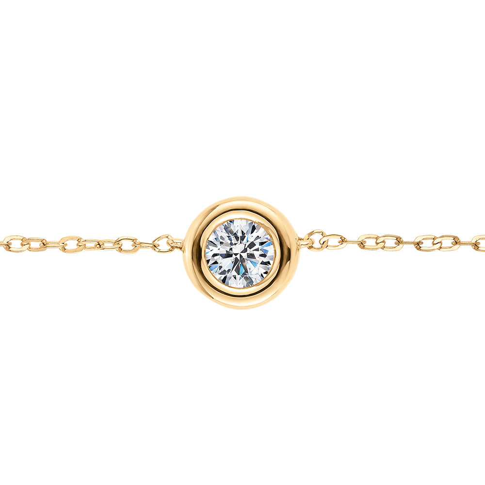 Premium Lab-Grown Diamond, 0.25 carat round brilliant solitaire necklace in 10 carat yellow gold