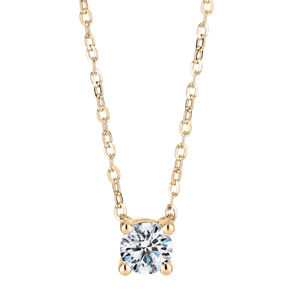 Premium Lab-Grown Diamond, 0.25 carat round brilliant solitaire necklace in 10 carat yellow gold