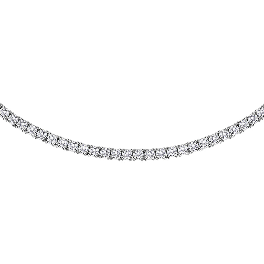 Signature Simulant Diamond 13.2 carat* TW round brilliant tennis necklace in sterling silver
