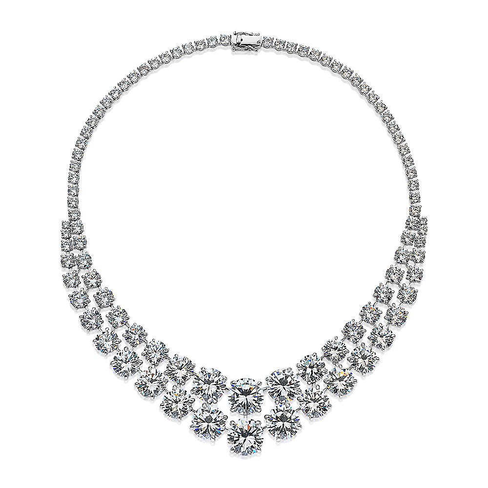 Statement necklace with 193.92 carats* of diamond simulants in sterling silver