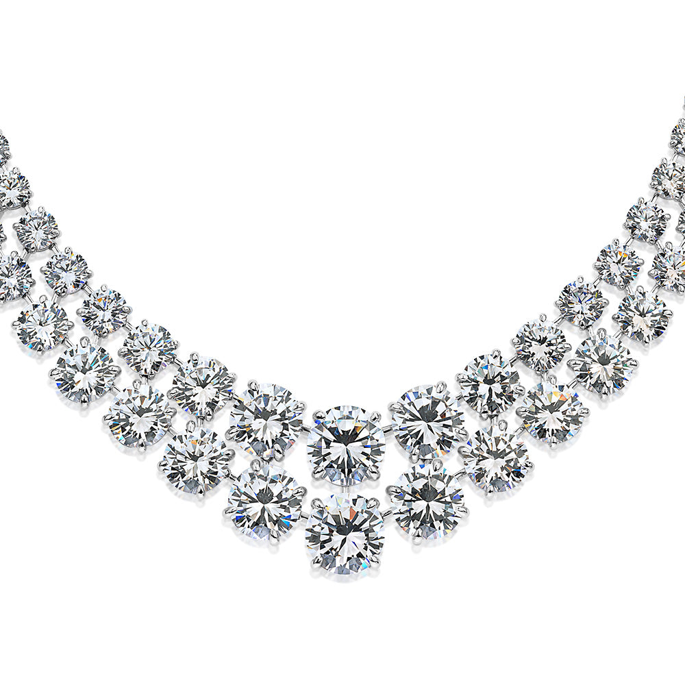 Statement necklace with 193.92 carats* of diamond simulants in sterling silver