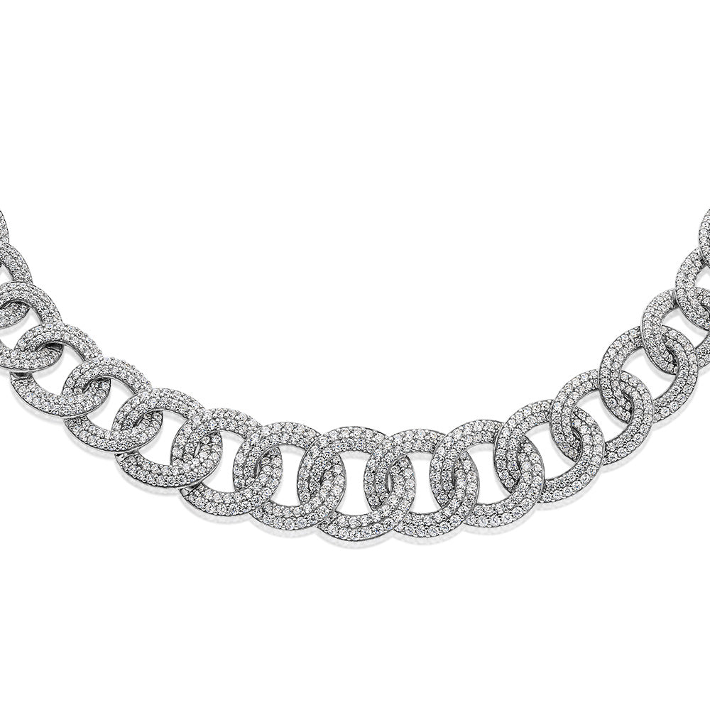 Statement necklace with 21.07 carats* of diamond simulants in sterling silver
