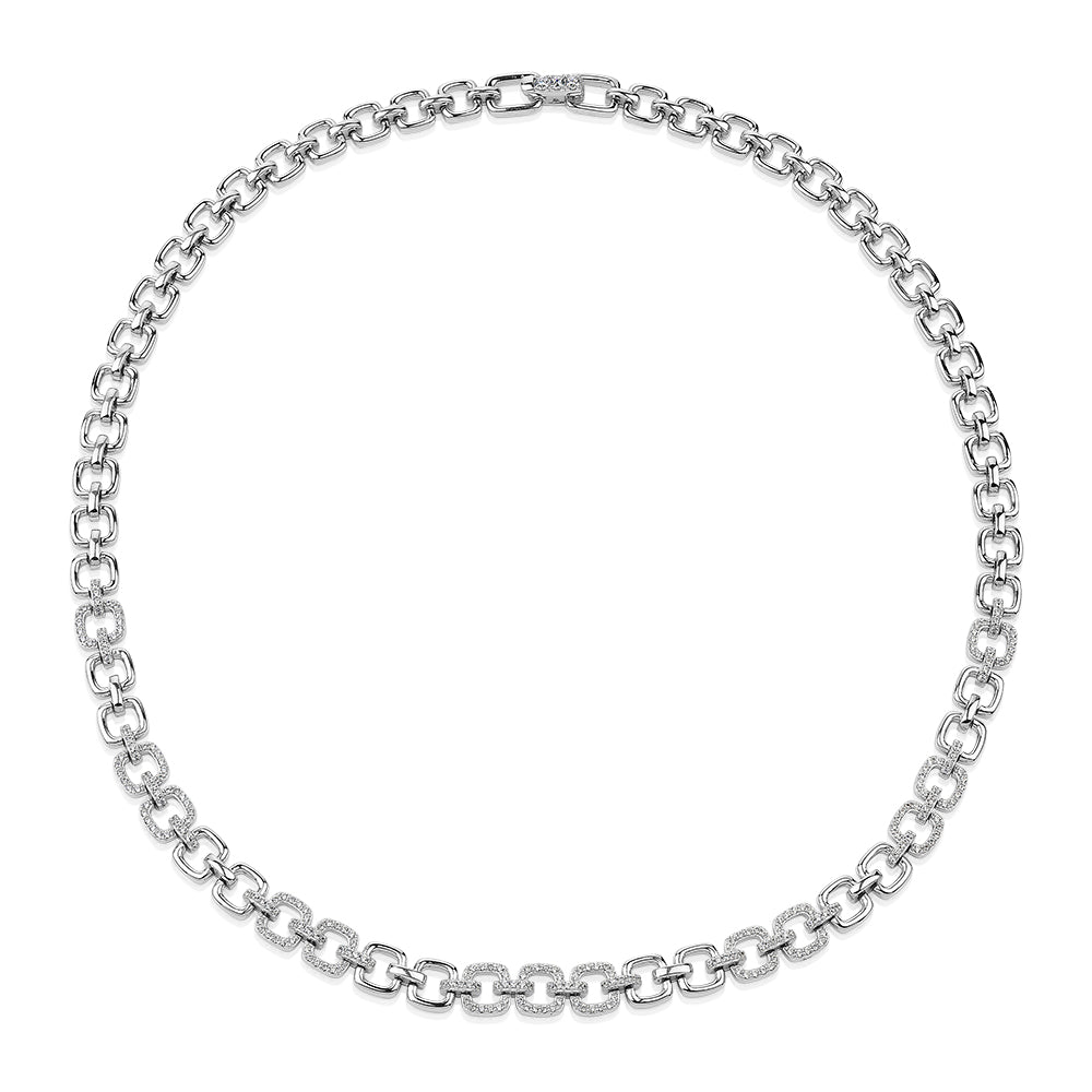 Statement necklace with 1.40 carats* of diamond simulants in sterling silver
