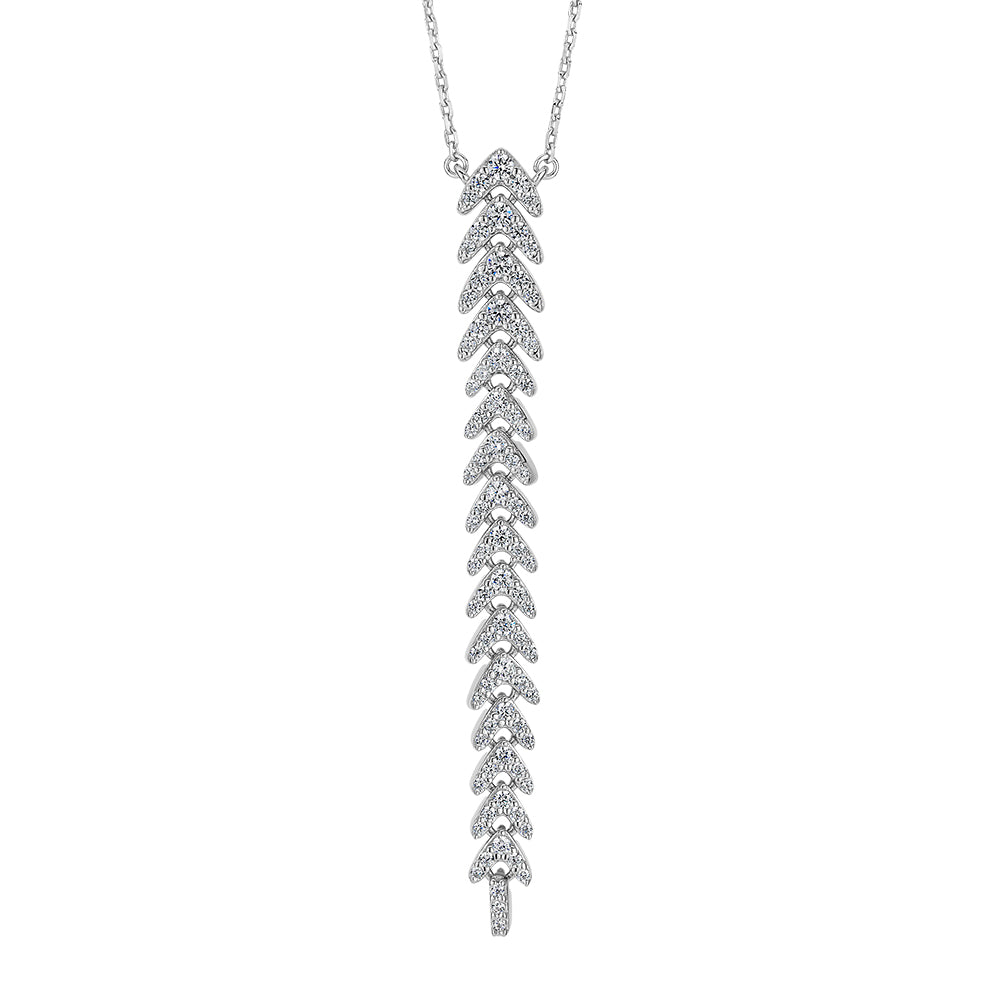 Round Brilliant drop necklace with 0.55 carats* of diamond simulants in sterling silver
