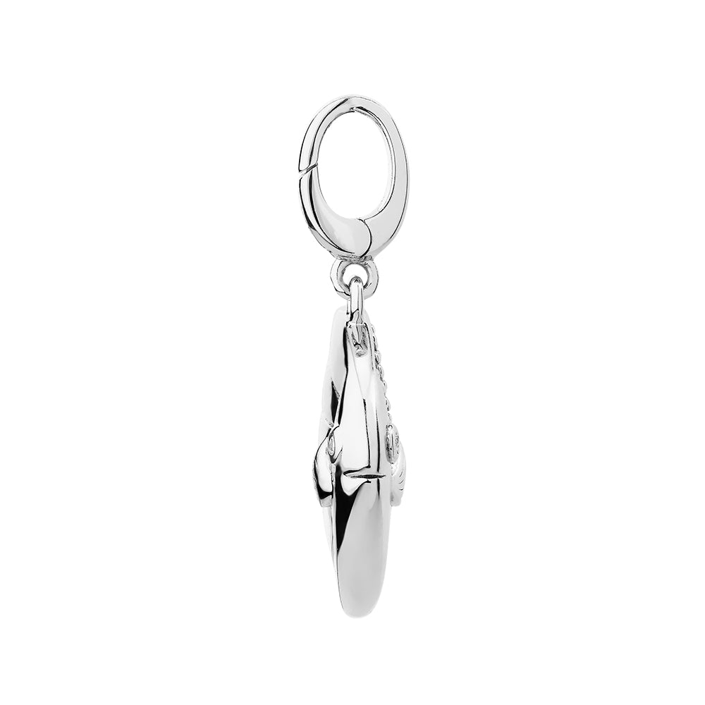 Charm pendant with diamond, sapphire, and aqua simulants in sterling silver