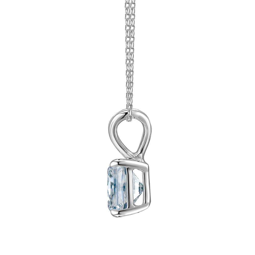 Princess Cut solitaire pendant with 1 carat* diamond simulant in 10 carat white gold