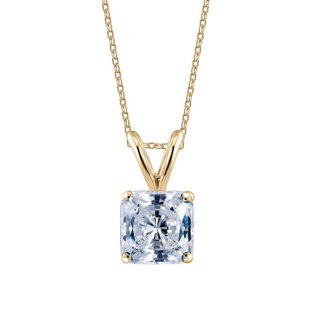 Princess Cut solitaire pendant with 1 carat* diamond simulant in 10 carat yellow gold