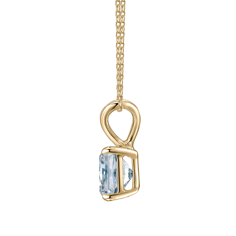 Princess Cut solitaire pendant with 1 carat* diamond simulant in 10 carat yellow gold