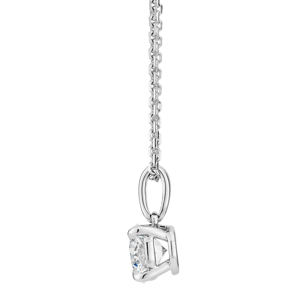 Signature Simulant Diamond 0.70 carat* round brilliant solitaire pendant in 10 carat white gold