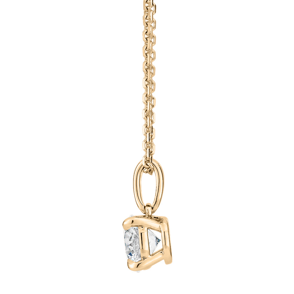 Premium Certified Lab-Grown Diamond, 0.70 carat round brilliant solitaire pendant in 14 carat yellow gold