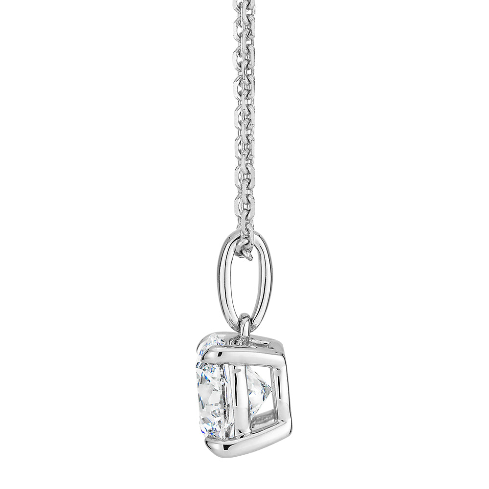 Premium Certified Lab-Grown Diamond, 1.00 carat round brilliant solitaire pendant in 18 carat white gold