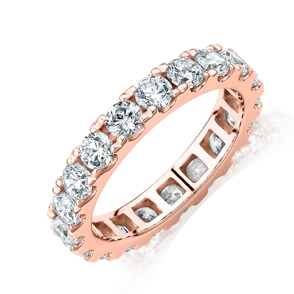 All-rounder eternity band with 2.09 carats* of diamond simulants in 14 carat rose gold