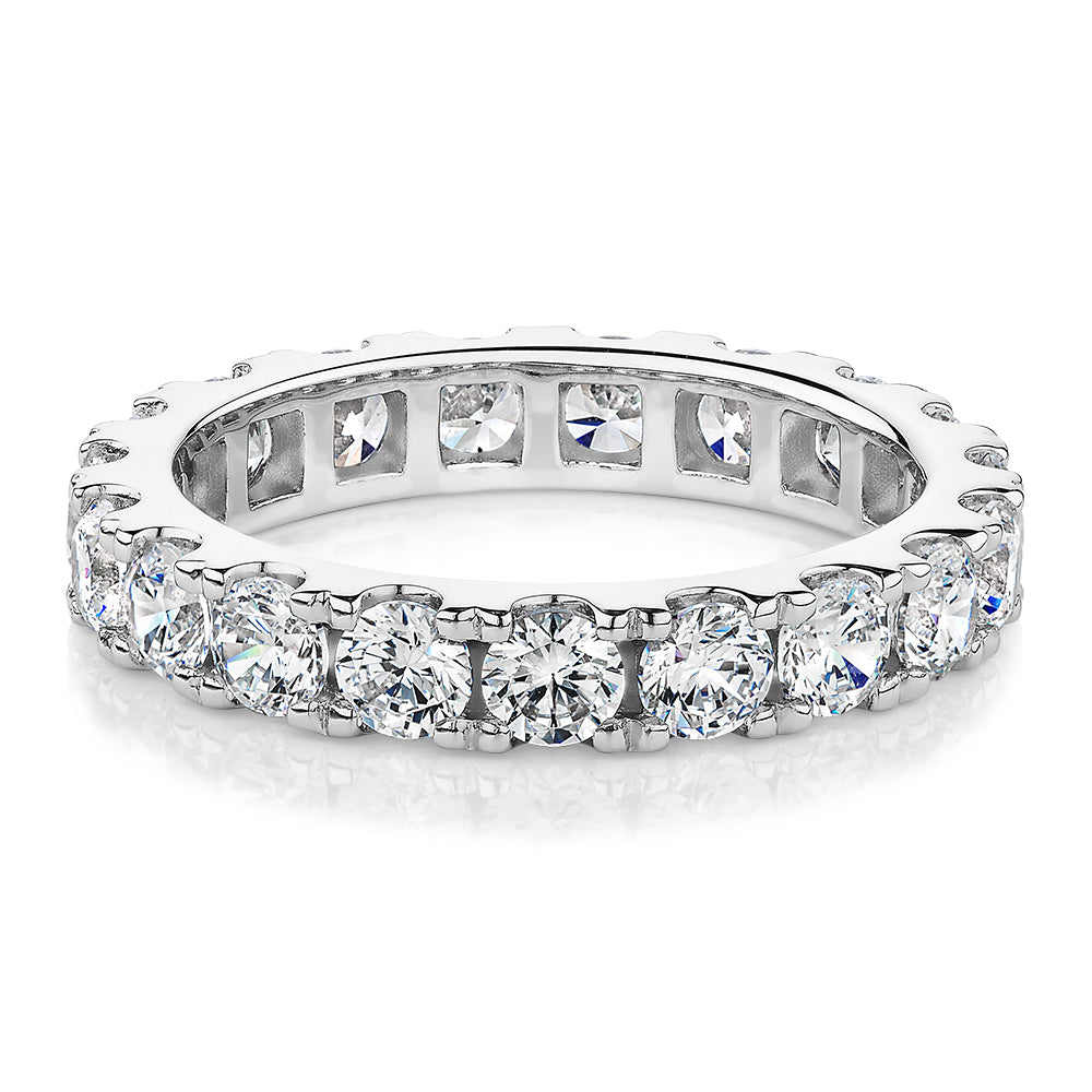 All-rounder eternity band with 2.09 carats* of diamond simulants in 14 carat white gold