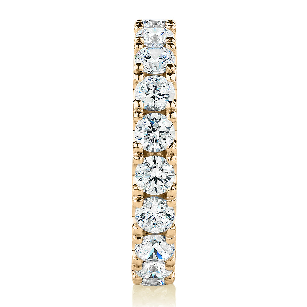 All-rounder eternity band with 2.09 carats* of diamond simulants in 14 carat yellow gold