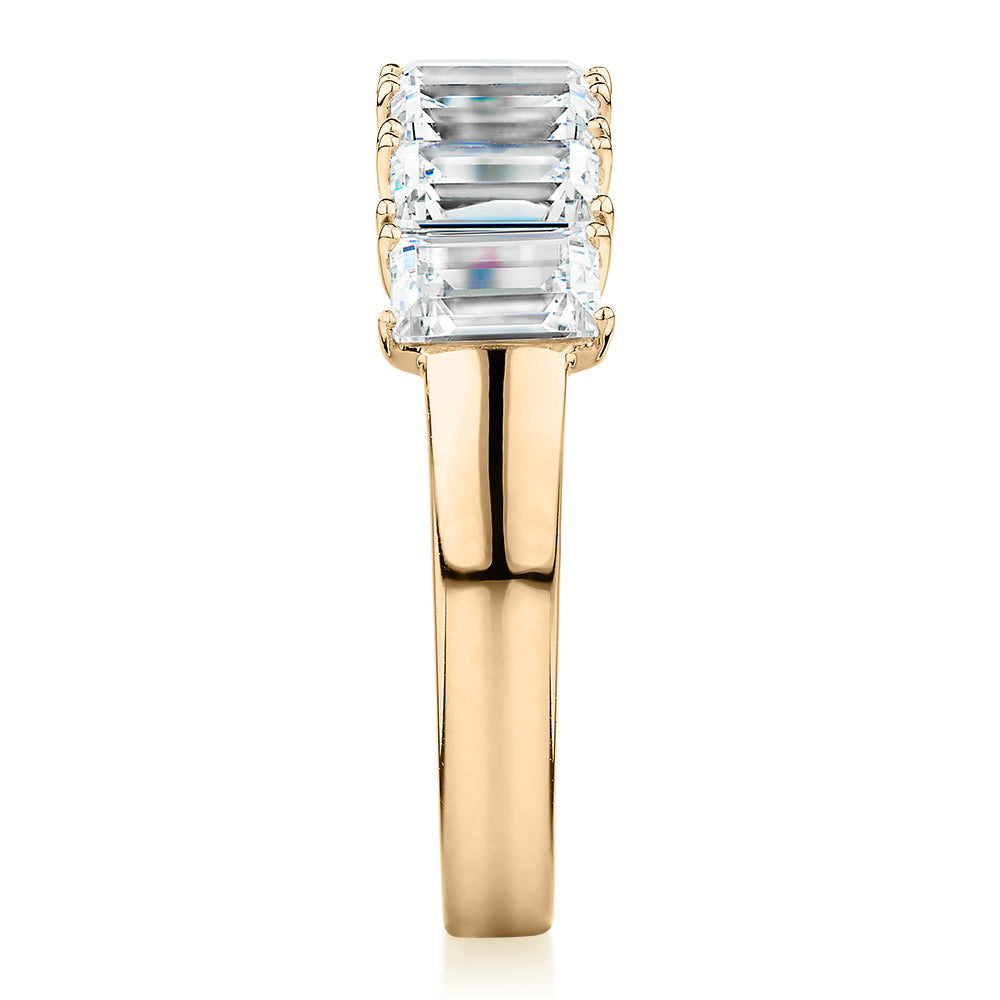 Dress ring with 2.1 carats* of diamond simulants in 10 carat yellow gold