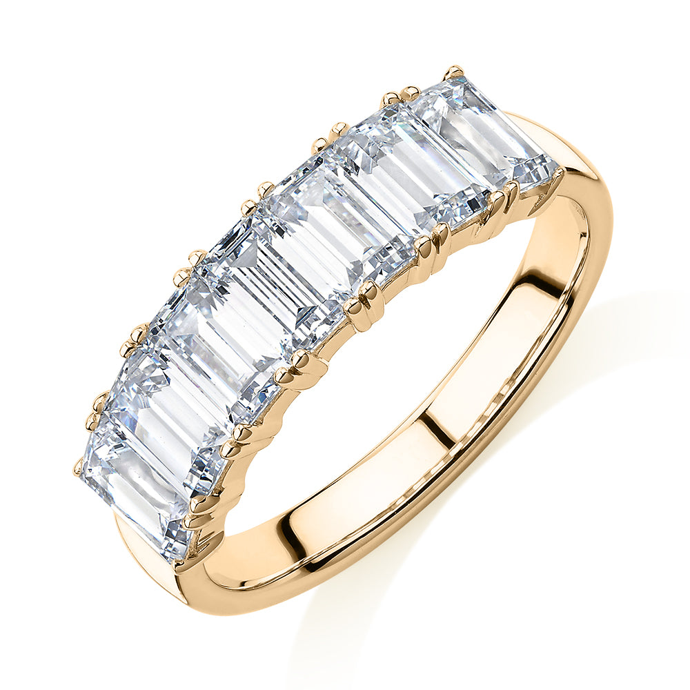 Dress ring with 2.1 carats* of diamond simulants in 10 carat yellow gold