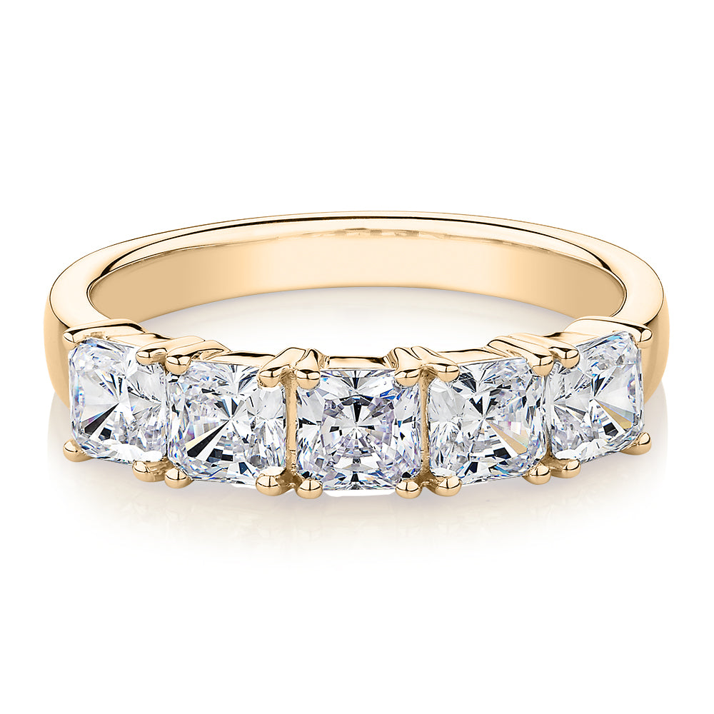 Dress ring with 1.95 carats* of diamond simulants in 10 carat yellow gold