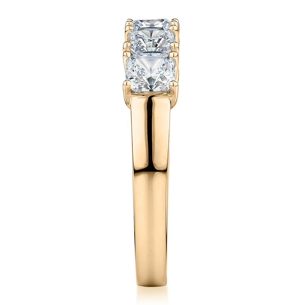 Dress ring with 1.95 carats* of diamond simulants in 10 carat yellow gold
