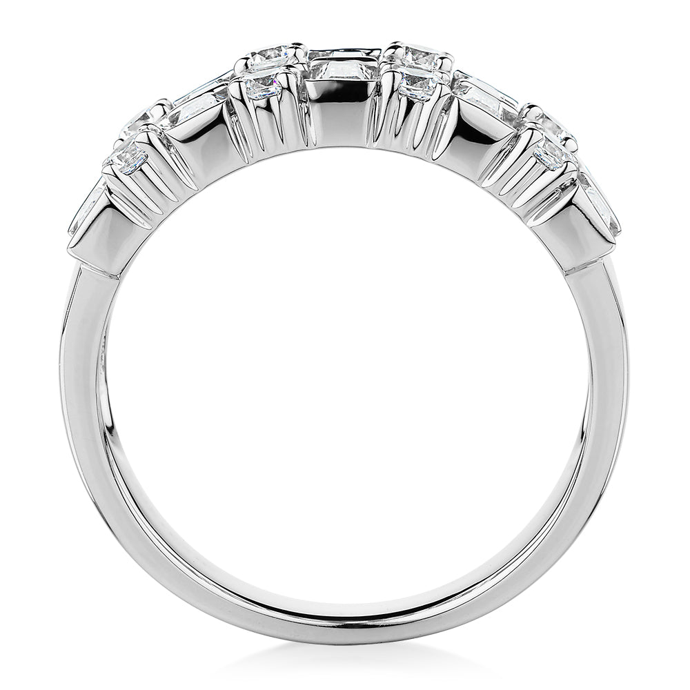 Dress ring with 2.44 carats* of diamond simulants in 10 carat white gold