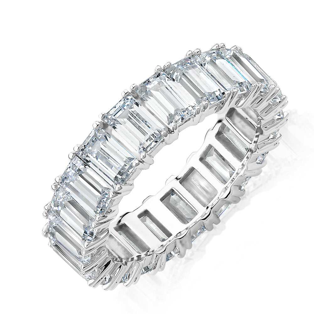 All-rounder eternity band with 6.3 carats* of diamond simulants in 10 carat white gold