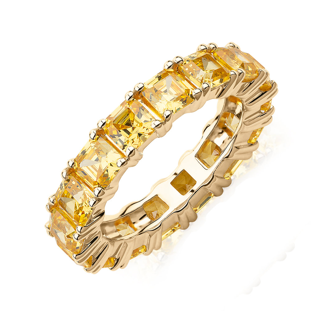All-rounder eternity band with 5.46 carats* of diamond simulants in 10 carat yellow gold