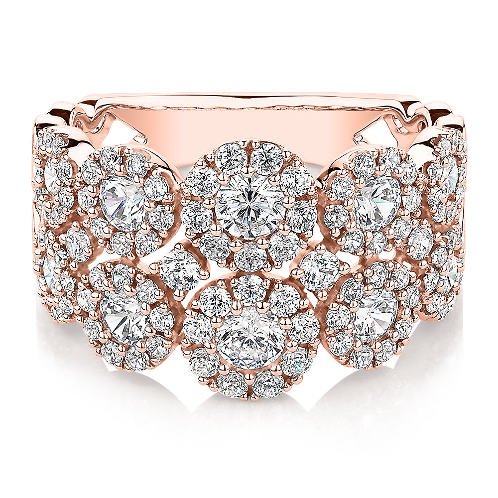 Celeste Dress ring with 1.87 carats* of diamond simulants in 10 carat rose gold