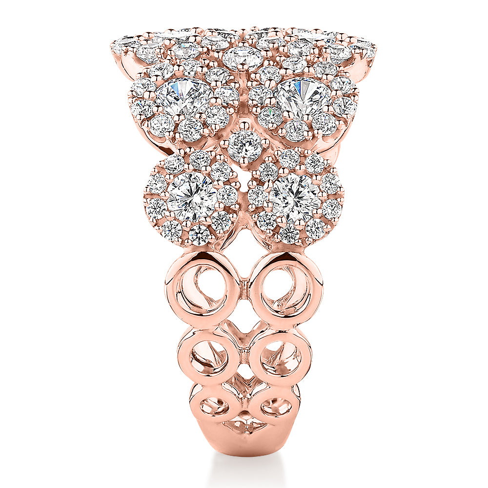 Celeste Dress ring with 1.87 carats* of diamond simulants in 10 carat rose gold