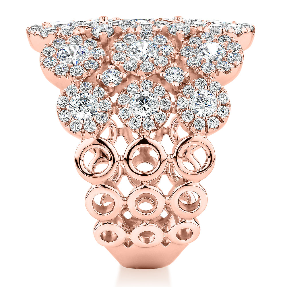 Celeste Dress ring with 2.86 carats* of diamond simulants in 10 carat rose gold