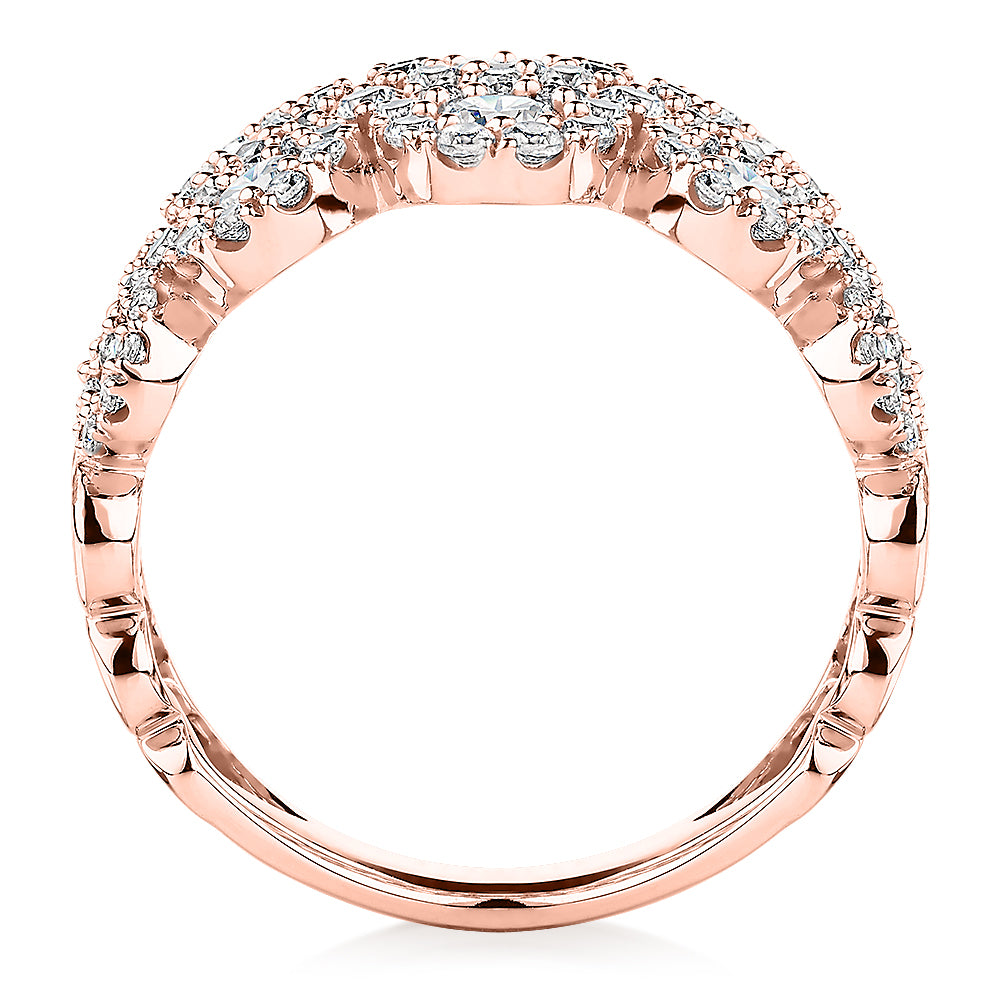 Celeste Dress ring with 1.87 carats* of diamond simulants in 10 carat rose gold