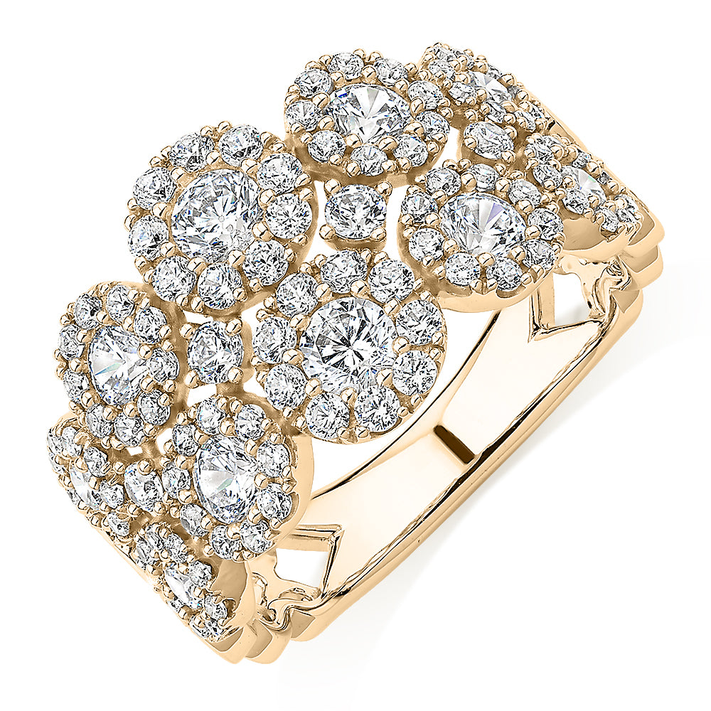 Celeste Dress ring with 1.87 carats* of diamond simulants in 10 carat yellow gold