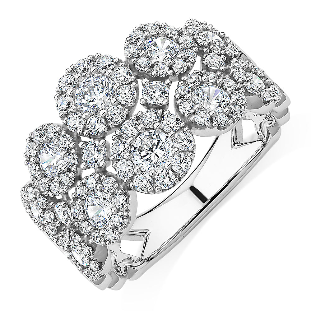Celeste Dress ring with 1.87 carats* of diamond simulants in 10 carat white gold