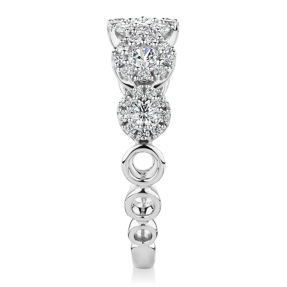 Celeste Dress ring with 0.89 carats* of diamond simulants in 10 carat white gold