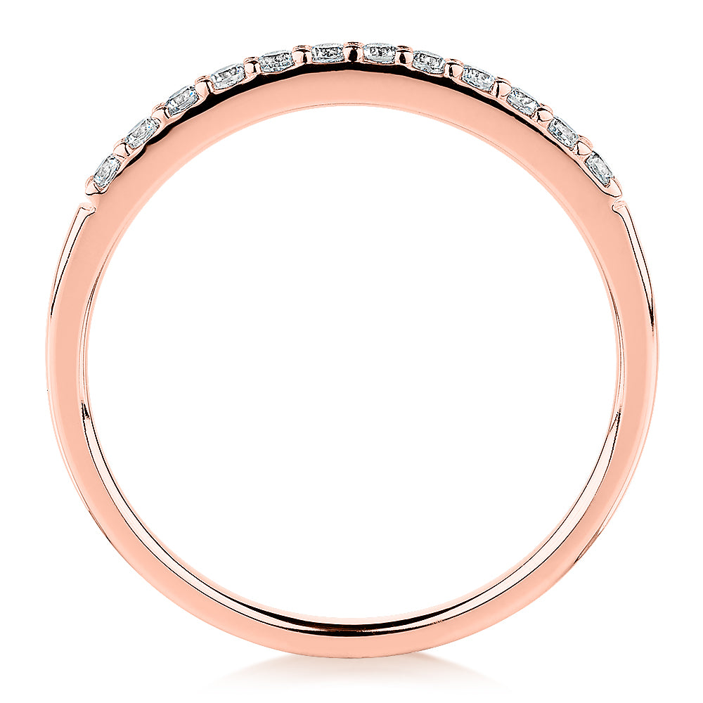 Wedding or eternity band in 14 carat rose gold