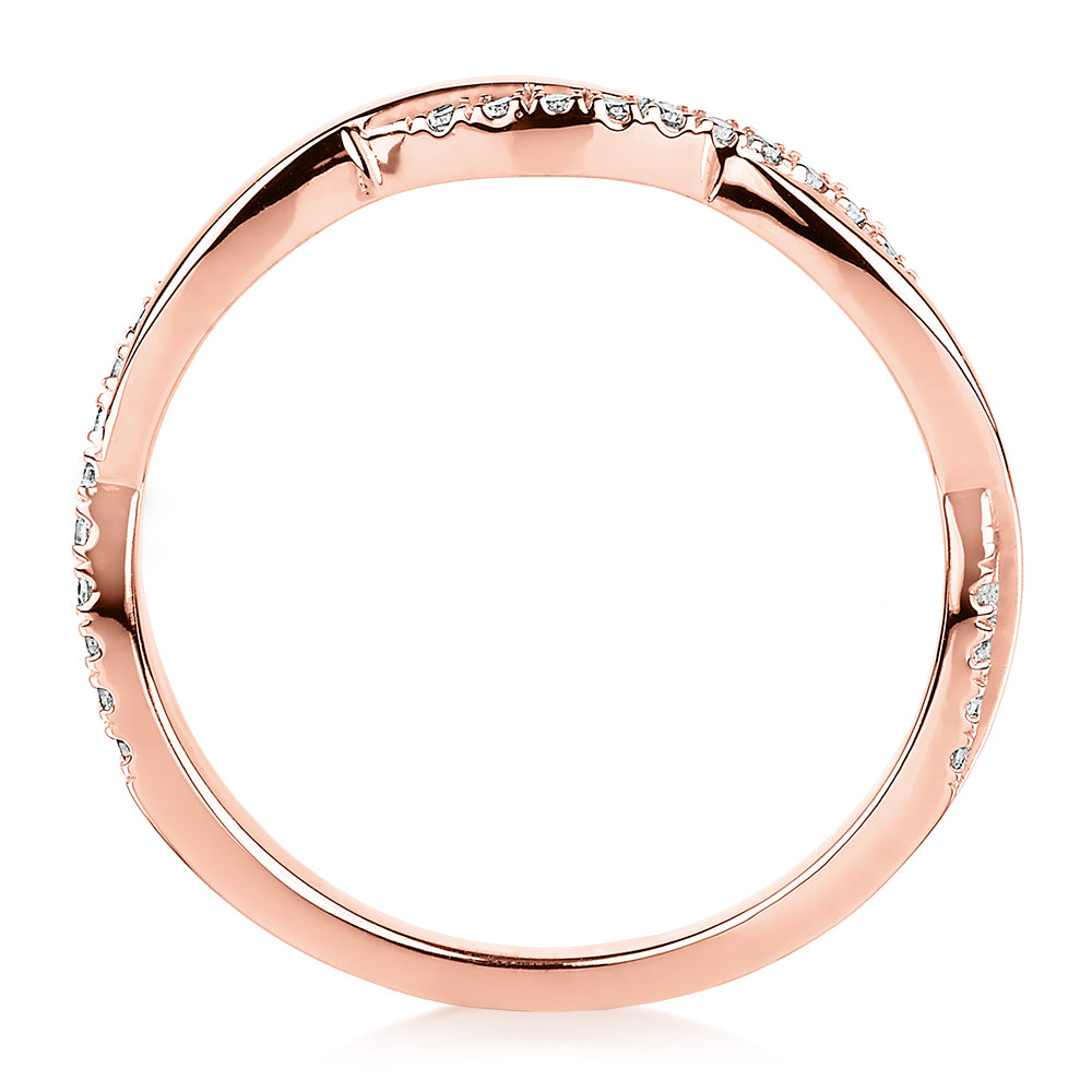 Round Brilliant wedding or eternity band in 14 carat rose gold