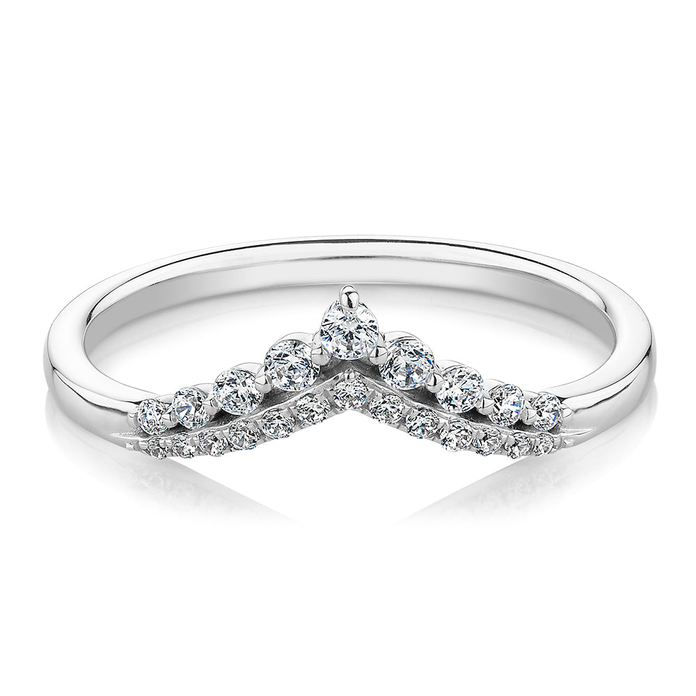 Round Brilliant curved wedding or eternity band in 10 carat white gold