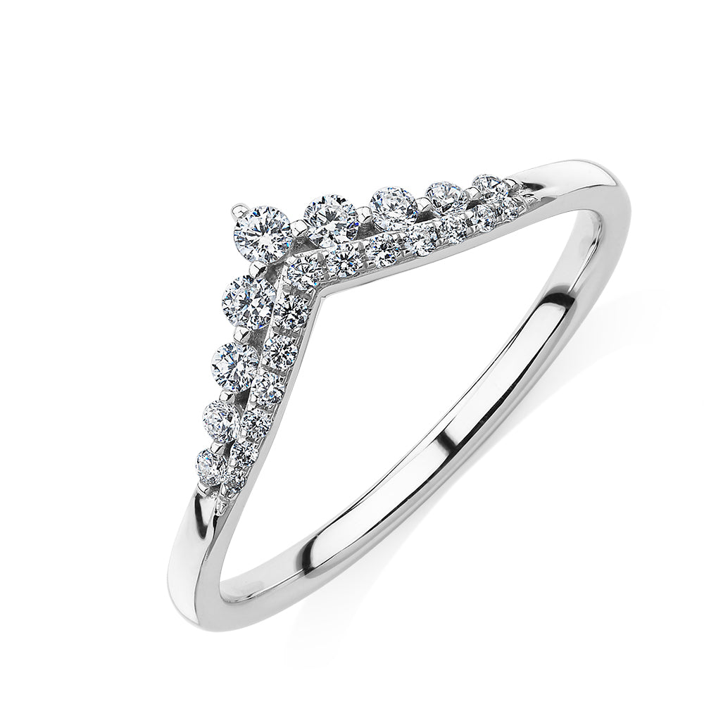 Round Brilliant curved wedding or eternity band in 10 carat white gold