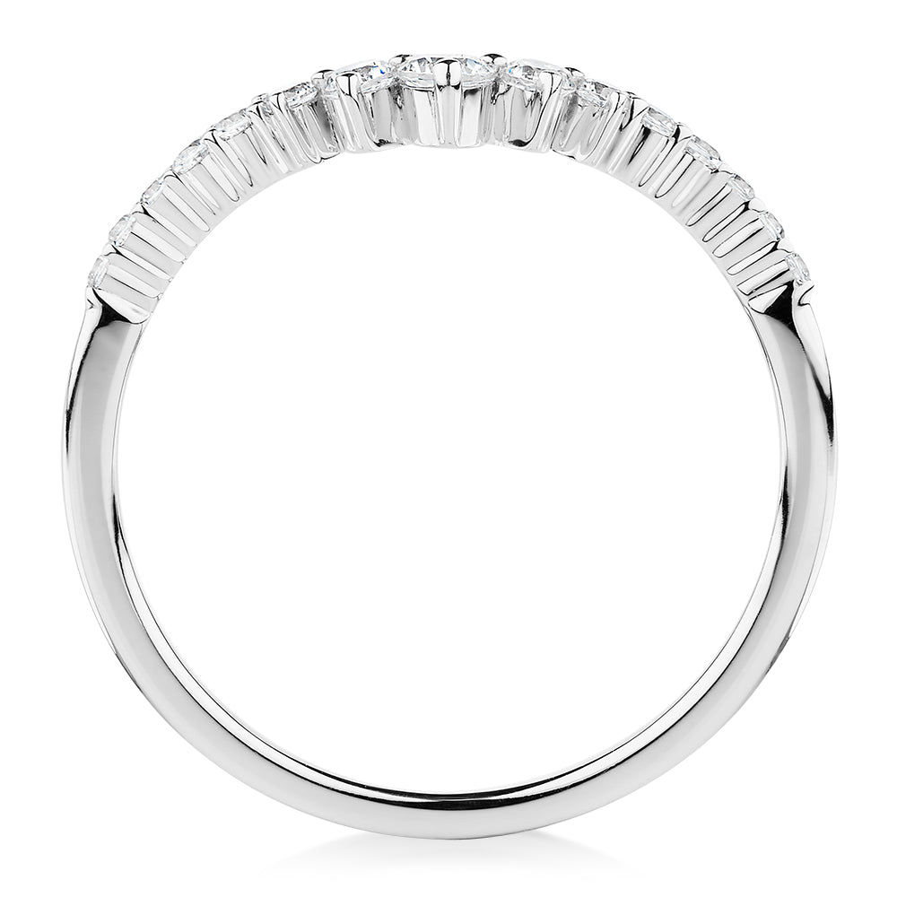 Round Brilliant curved wedding or eternity band in 10 carat white gold