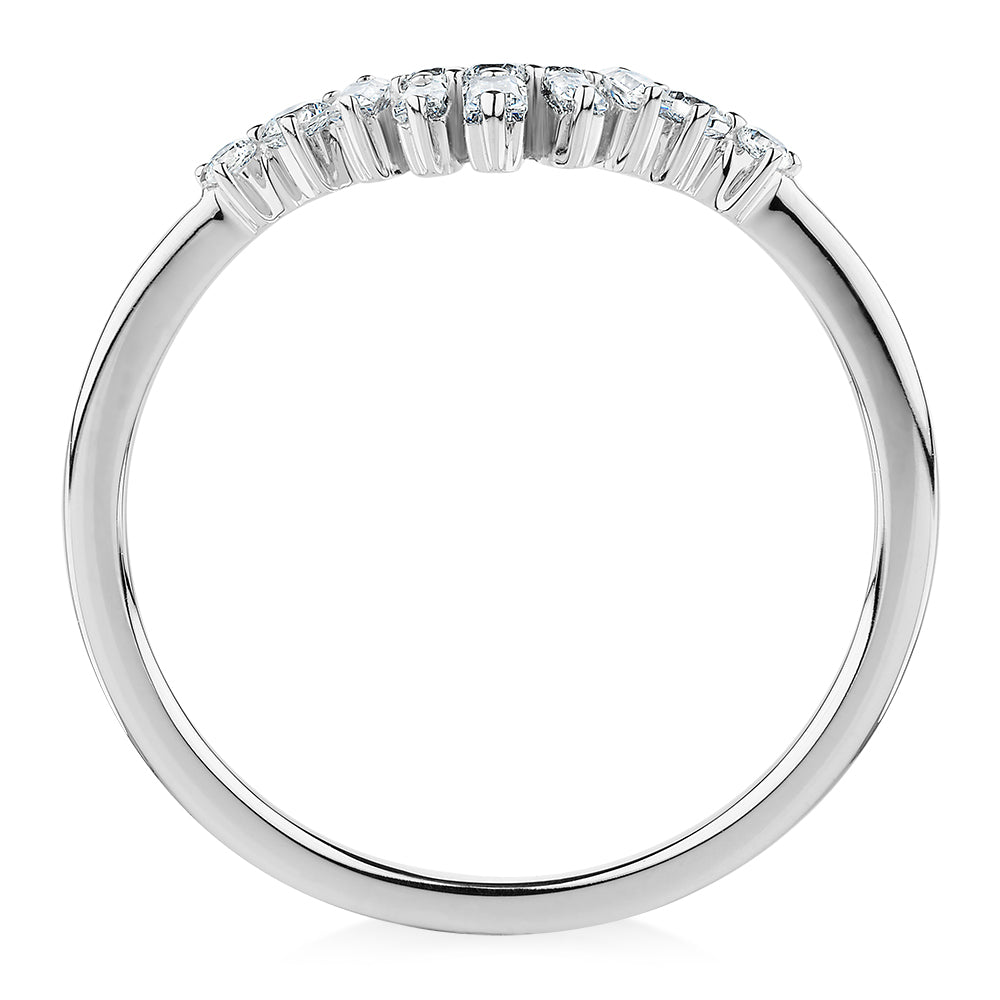 Baguette curved wedding or eternity band with 0.35 carats* of diamond simulants in 10 carat white gold