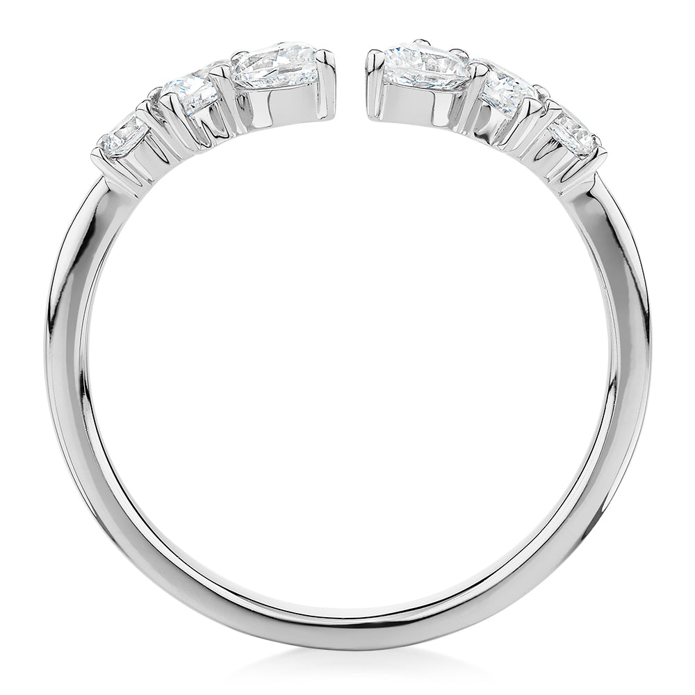 Pear curved wedding or eternity band with 0.92 carats* of diamond simulants in 10 carat white gold