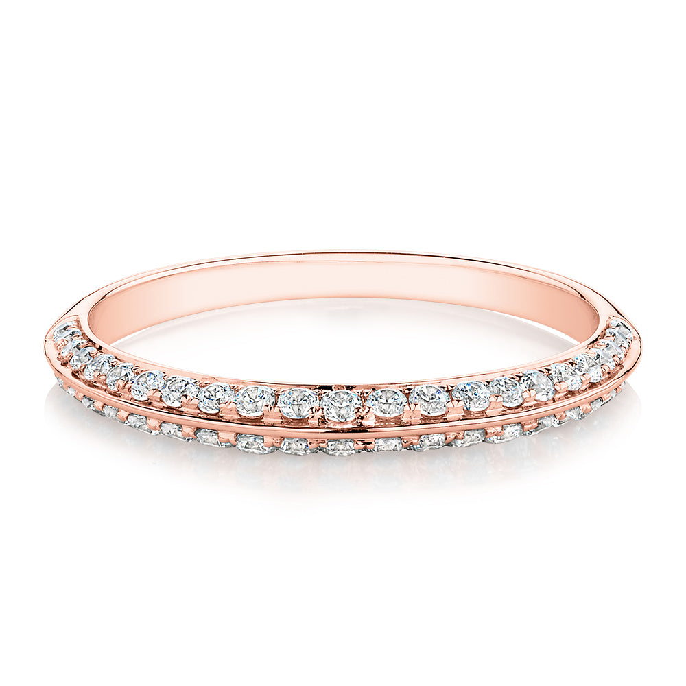 Wedding or eternity band with 0.35 carats* of diamond simulants in 14 carat rose gold