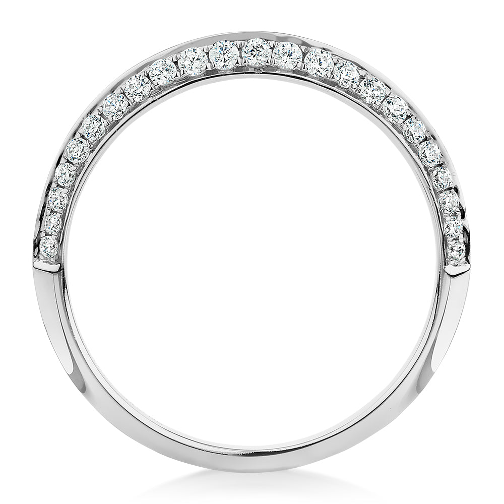Wedding or eternity band with 0.35 carats* of diamond simulants in 14 carat white gold