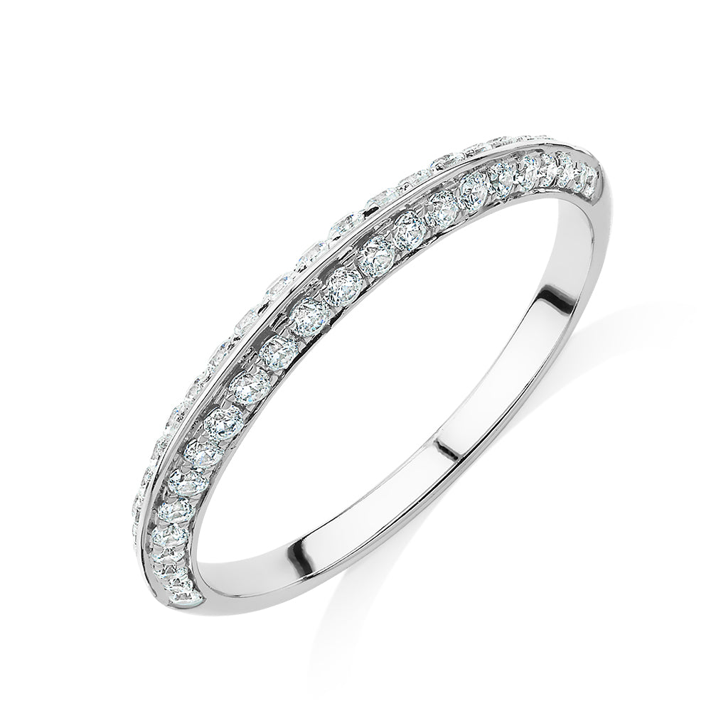 Wedding or eternity band with 0.35 carats* of diamond simulants in 14 carat white gold
