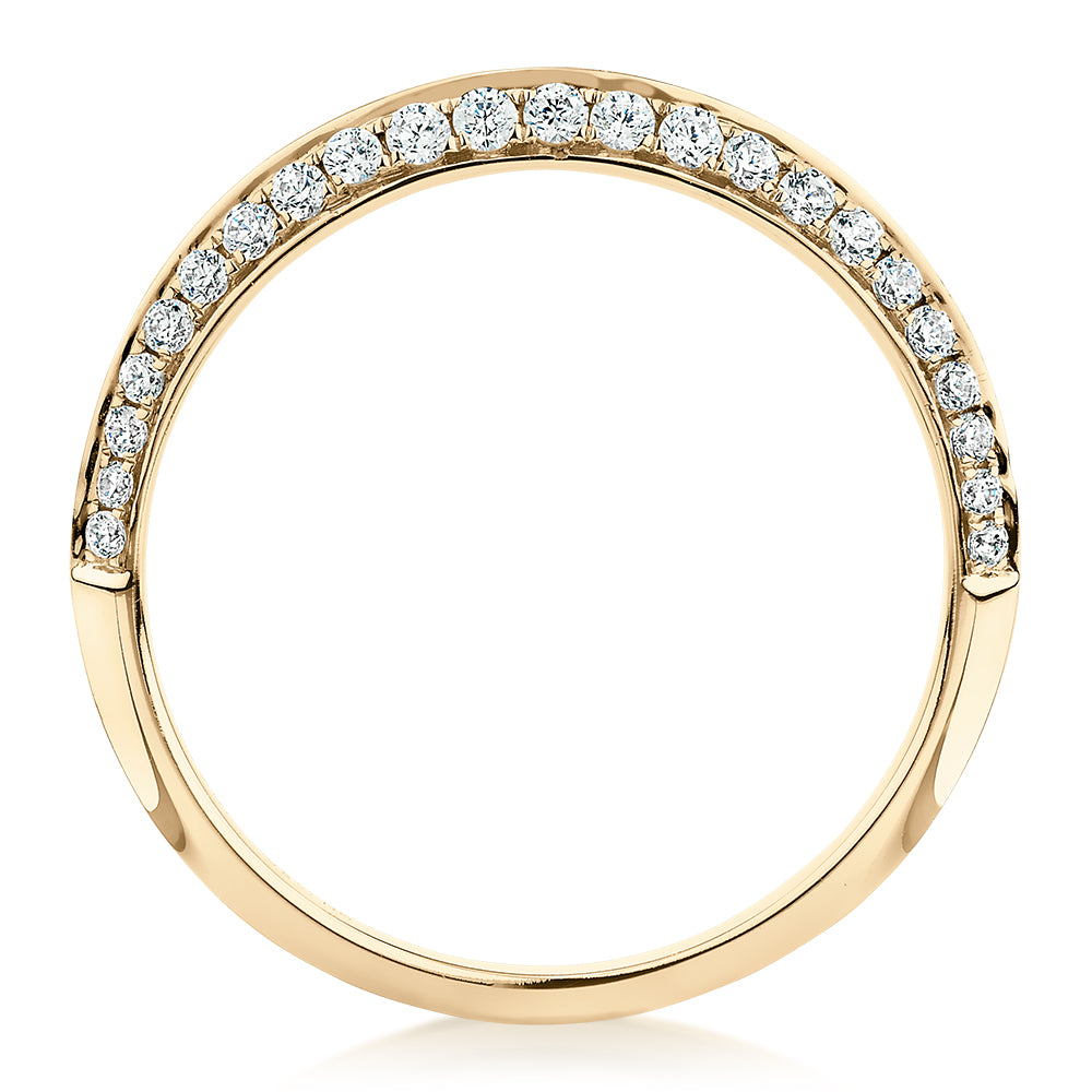 Wedding or eternity band with 0.35 carats* of diamond simulants in 14 carat yellow gold