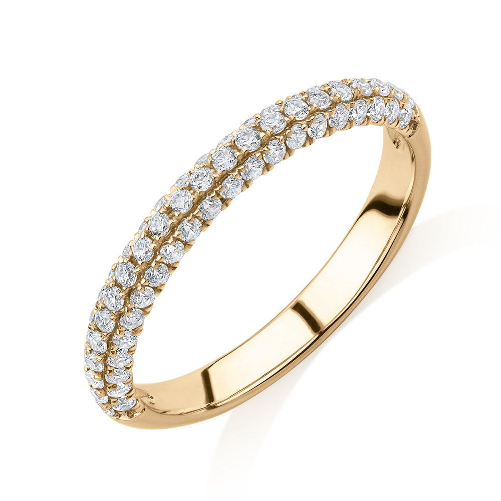 Wedding or eternity band with 0.43 carats* of diamond simulants in 10 carat yellow gold