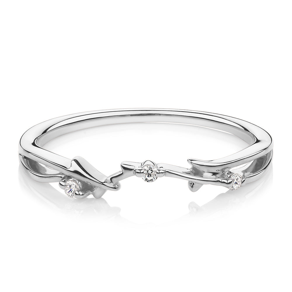 Wedding or eternity band with diamond simulants in 14 carat white gold