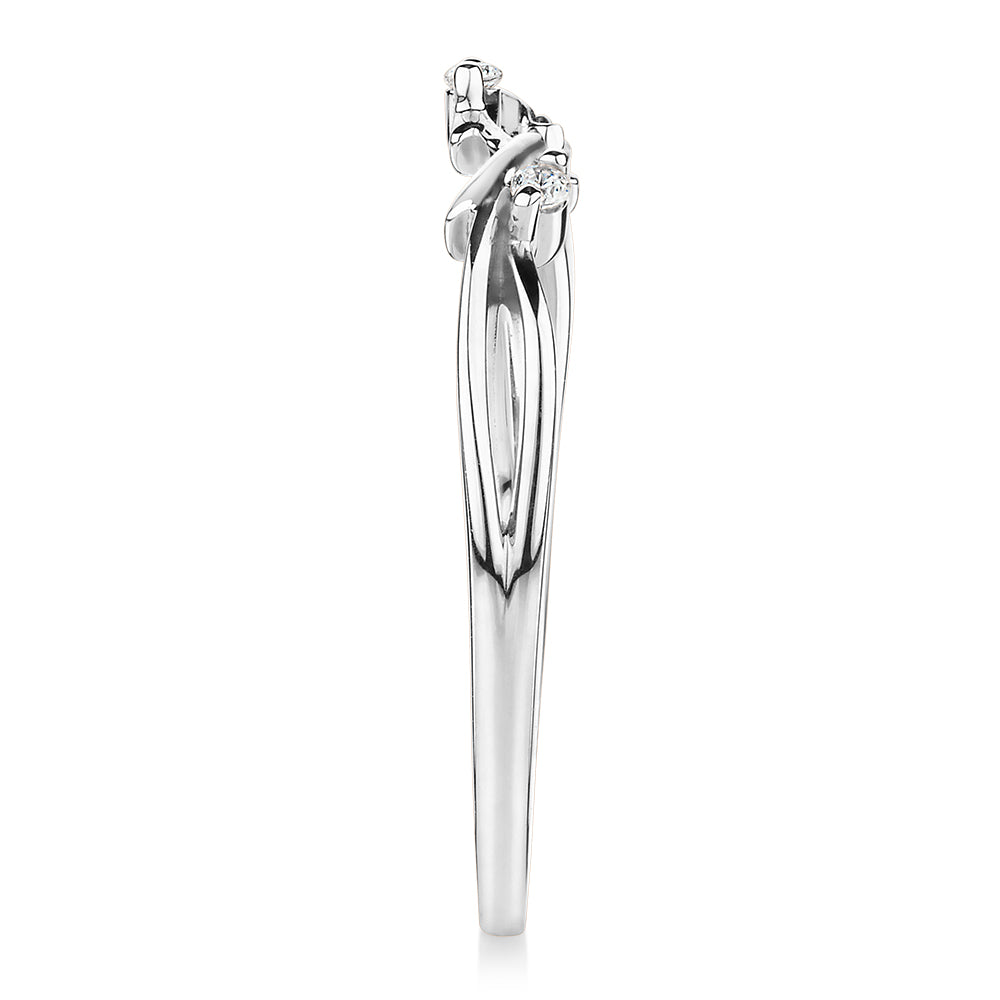 Wedding or eternity band with diamond simulants in 14 carat white gold