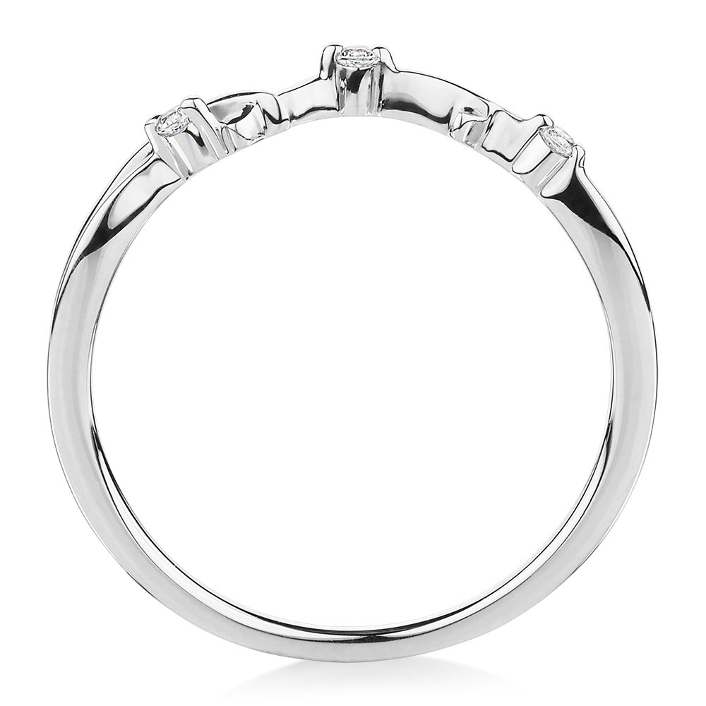 Wedding or eternity band with diamond simulants in 14 carat white gold
