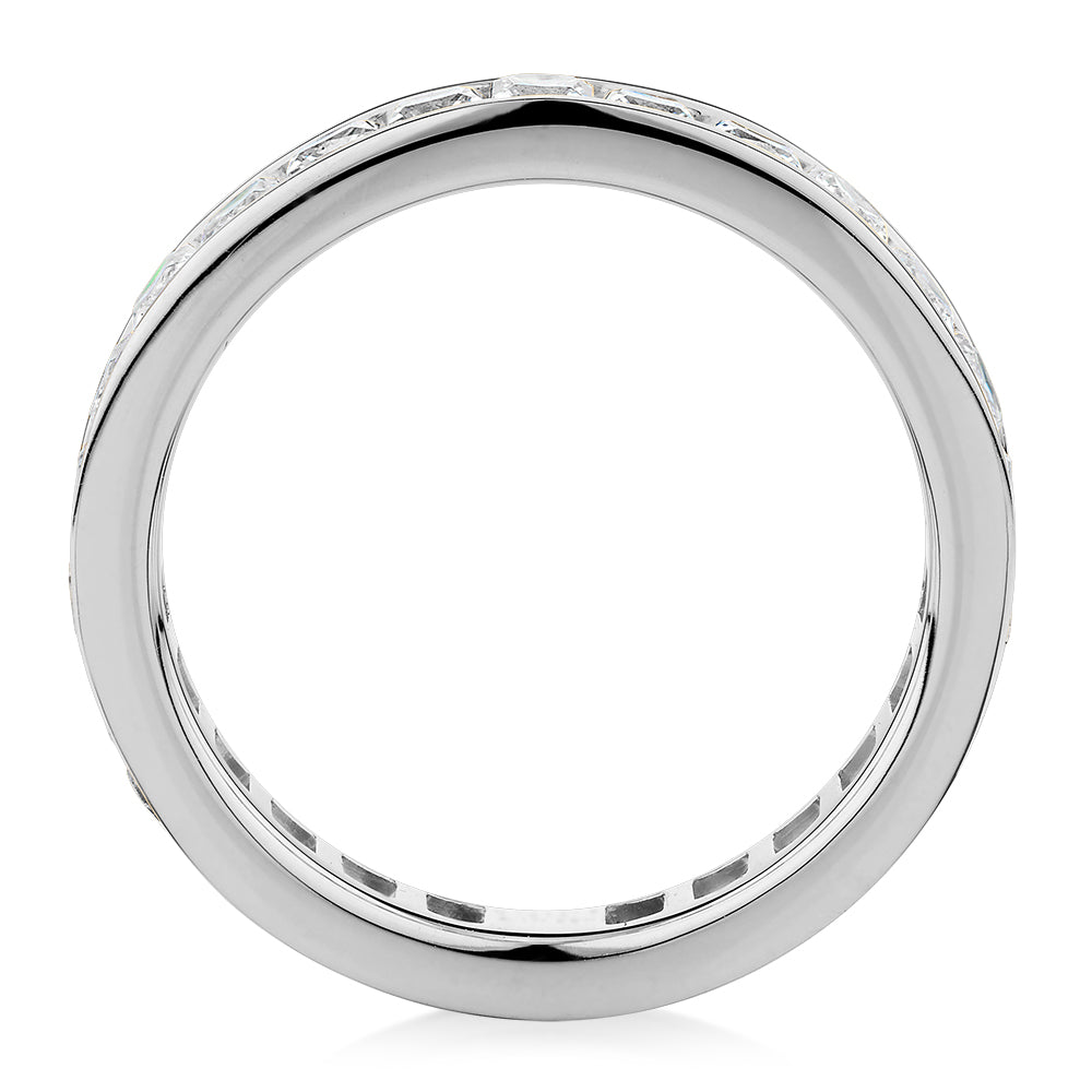 All-rounder eternity band with 2.5 carats* of diamond simulants in 10 carat white gold